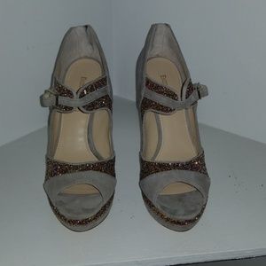 Grey Suede and Glitter ankle booties